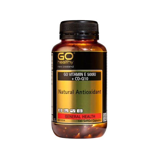Go Vitamin E 500IU + COQ10 - Natural Antioxidant        130 Capsules