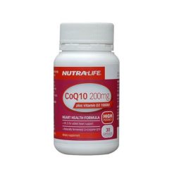 Nutra Life Co Q 10 200mg Plus Vitamin D3 1000IU        30 Capsules