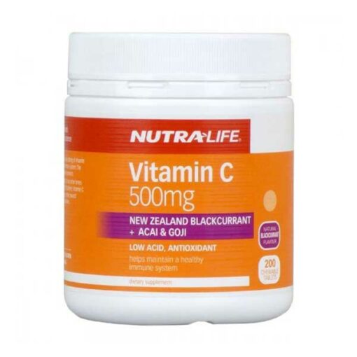 Nutra Life Vitamin C 500mg Blackcurrant Acai & Goji Chews        200 Tablets